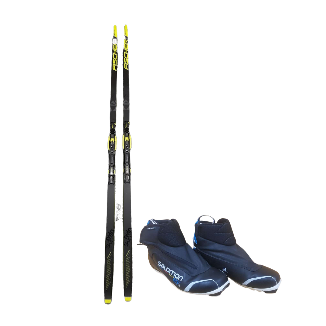 Skis de fond Fischer Twin Skin Race d'occasion + chaussures Salomon RC9/CL - Fixations NNN